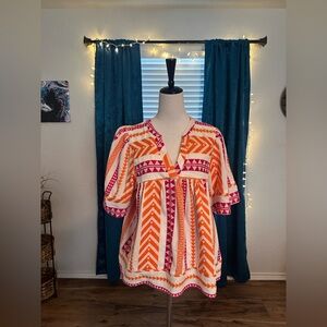 Bohemian Geometric Top 🧡✨🩷
